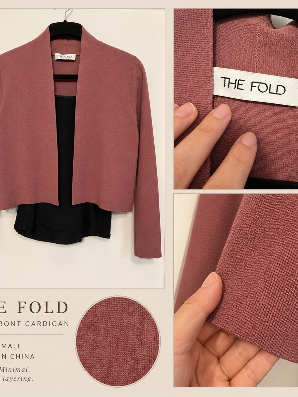 THE FOLD Dusty Rose Open-Front Cardigan